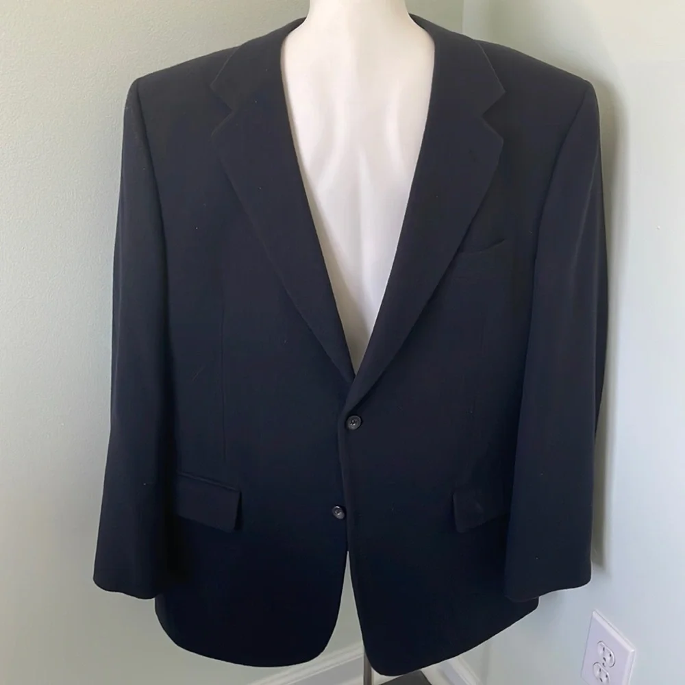 Jos A Bank Camel Hair Sportcoat Jacket Blazer Single Breasted Navy Blue Men 43R